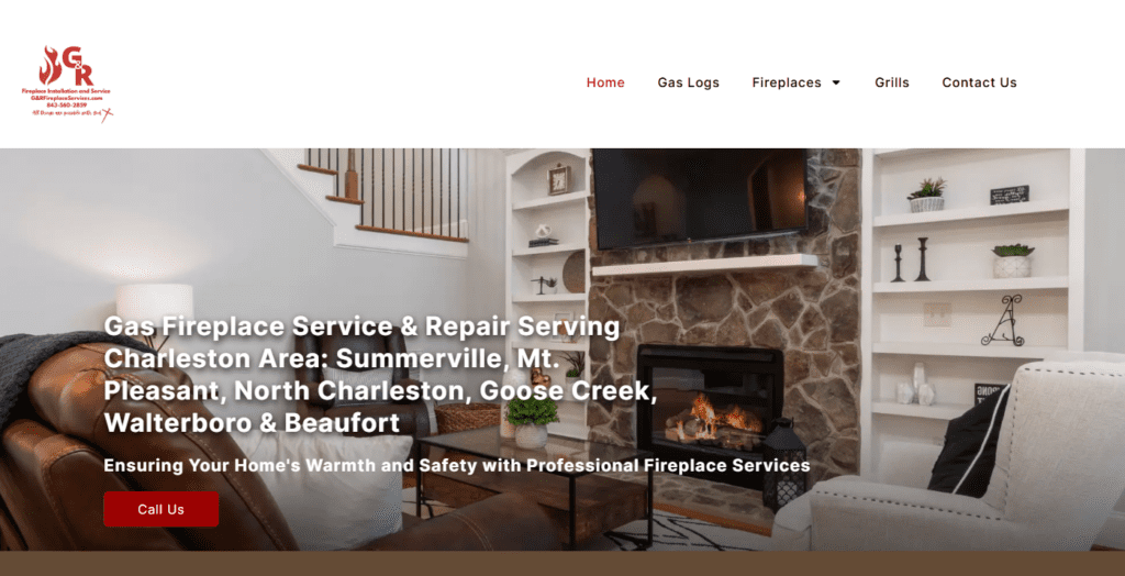 Fireplace service website example